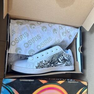 Osiris White and Black Graphic Sneakers